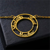 Personalized Three Names Round Pendant Necklace for Women