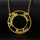 Personalized Three Names Round Pendant Necklace for Women