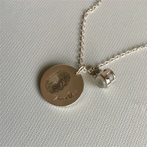 Personalized Fingerprint Necklace Custom Name Pendant Jewelry