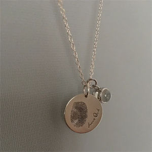 Personalized Fingerprint Necklace Custom Name Pendant Jewelry