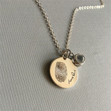 Personalized Fingerprint Necklace Custom Name Pendant Jewelry