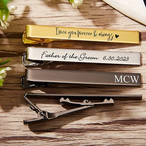 Personalised Stainless Steel Tie Clip Men's Initials Suit Groomsmen Gift