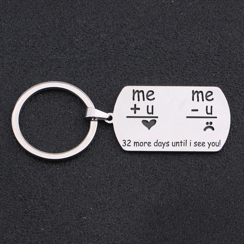 Time Couple Keychain Long-distance Love Dog Tag Keyring