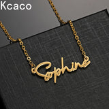 Tiny Name Pendant Stainless Steel Necklace Women Personalized Small Size