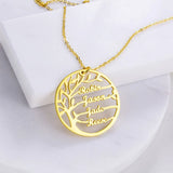 Tree 1-6 Names Necklace Stainless Steel Nameplate Pendant