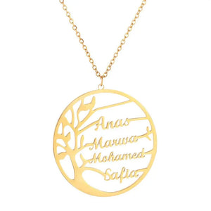 Tree 1-6 Names Necklace Stainless Steel Nameplate Pendant