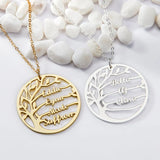 Tree 1-6 Names Necklace Stainless Steel Nameplate Pendant
