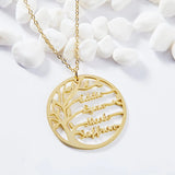 Tree 1-6 Names Necklace Stainless Steel Nameplate Pendant