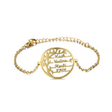 Personalized Tree of Life Bracelet for Women Stainless Steel Family Member Gift