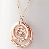 Tree of Life Engrave Letter Date Necklace Stainless Steel