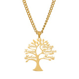 Family Tree Necklace Personalized Pendant Stainless Steel Chain Parents Gift