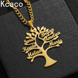 Family Tree Necklace Personalized Pendant Stainless Steel Chain Parents Gift