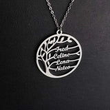 Personalized Tree of Life Necklace Stainless Steel Family Names Pendant