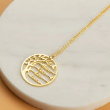 Family Tree of Life Necklace Stainless Steel 1-4 Names Round Pendant Jewelry