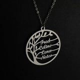 Personalized Tree of Life Necklace Stainless Steel Family Names Pendant