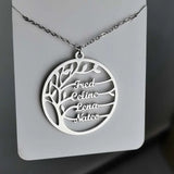 Personalized Tree of Life Necklace Stainless Steel Family Names Pendant