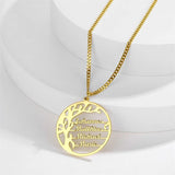 Personalized Tree of Life Necklace Stainless Steel Family 1-4 Names Pendant