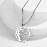 Personalized Tree of Life Necklace Stainless Steel Family 1-4 Names Pendant