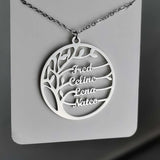 Personalized Tree of Life Necklace Stainless Steel Family Names Pendant