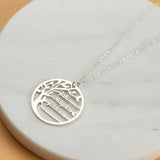 Family Tree of Life Necklace Stainless Steel 1-4 Names Round Pendant Jewelry