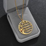 Tree of Life Personalized Necklace 1-6 Names Birthdaystone Stainless Steel