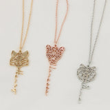 Personalized Turtle Fox Name Necklace Geometry Animal Pendant