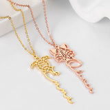 Personalized Turtle Fox Name Necklace Geometry Animal Pendant