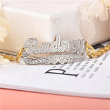 Personalized Two Hearts Name Bracelet for Women