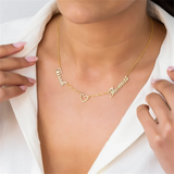 Two Name Necklace with Heart Personalized Name Necklace Stainless Steel Jewelry