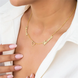 Two Name Necklace with Heart Personalized Name Necklace Stainless Steel Jewelry