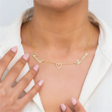 Two Name Necklace with Heart Personalized Name Necklace Stainless Steel Jewelry