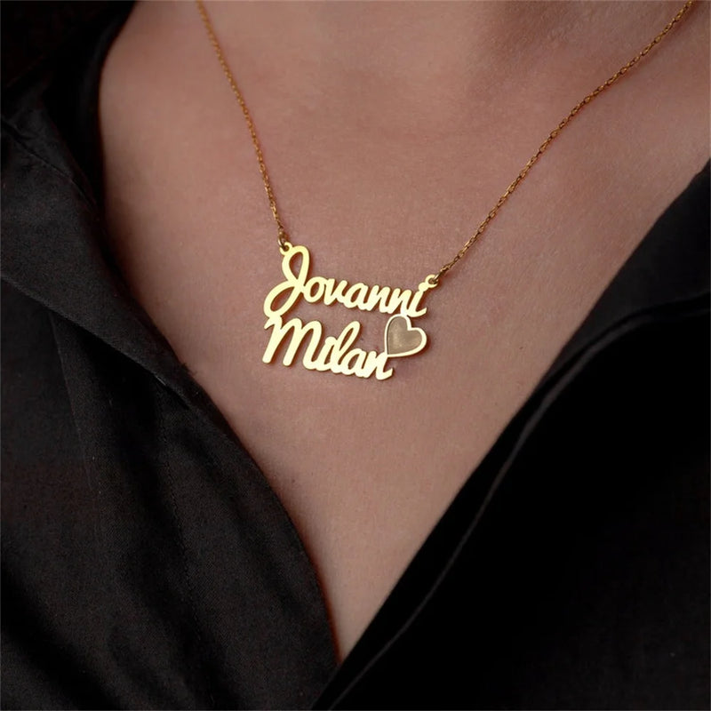 Personalized Steel O-Chain Necklace with Heart