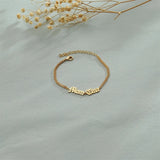 Personalized Couples Bracelet Old English Letters Cuban Chain