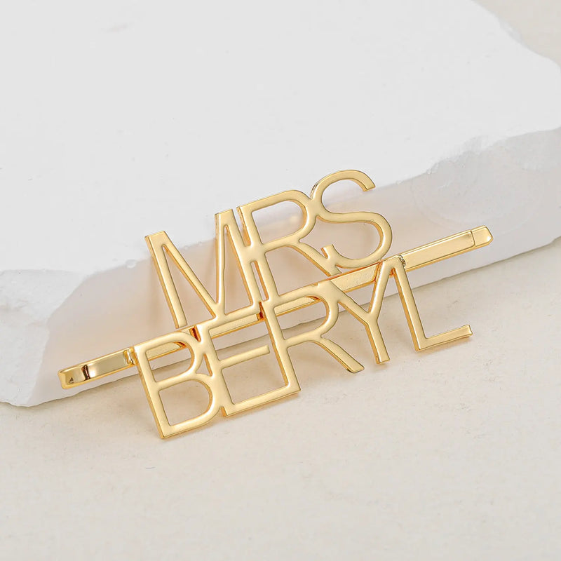 Custom Hair Clip,Name Hair Clip,MRS Name Hairpin,Old English Hairpin