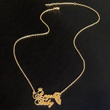 Two Names Necklace Butterfly Women Gift Stainless Steel Choker Name Crown Neckla