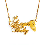 Two Names Necklace Butterfly Women Gift Stainless Steel Choker Name Crown Neckla