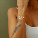 Two-Tone Name Bracelet Heart 18K Plated Letter Bracelet Women Stainless Steel