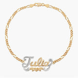 Two-Tone Name Bracelet Heart 18K Plated Letter Bracelet Women Stainless Steel