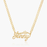 Two Tone Name Necklace With Flower Personalized 18K Plated Nameplate Pendant