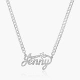 Two Tone Name Necklace With Flower Personalized 18K Plated Nameplate Pendant