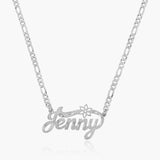 Two Tone Name Necklace With Flower Personalized 18K Plated Nameplate Pendant