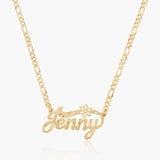 Two Tone Name Necklace With Flower Personalized 18K Plated Nameplate Pendant