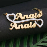 Personalized Two Tone Necklace 3D Nameplate Pendant