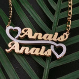 Personalized Two Tone Necklace 3D Nameplate Pendant