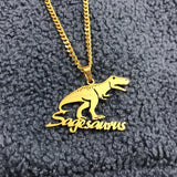 Personalized Tyrannosaurus Rex Dinosaur Name Necklace