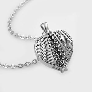 Angel Wings Heart Cremation Jewelry Keepsake Urn Necklace for Ashes