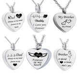 Heart Urn Necklace for Ashes Stainless Steel Keepsake Memorial Pendant
