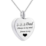 Heart Urn Necklace for Ashes Stainless Steel Keepsake Memorial Pendant