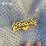 Personalized Stainless Steel Heart Pendant Letter Couple Necklace
