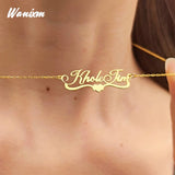 Personalized Stainless Steel Heart Pendant Letter Couple Necklace